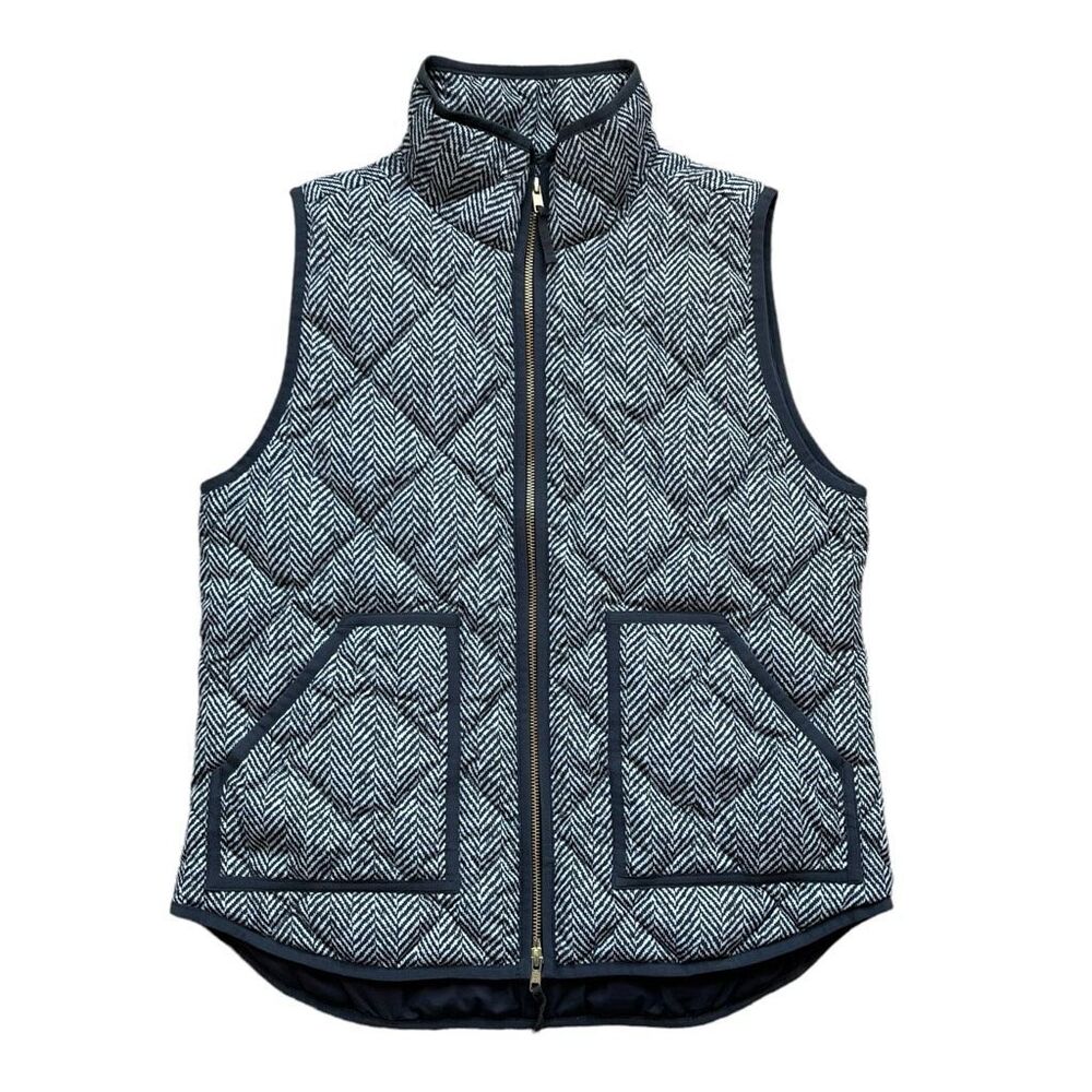 J. Crew Factory Size Medium Herringbone puffer vest down filled Gray